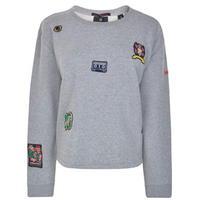 maison scotch varsity patch sweatshirt