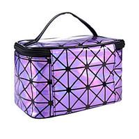 Makeup Storage Cosmetic Bag / Makeup Storage PU Lattice Ellipse 19.212.313CM Blue / Red / Purple / White