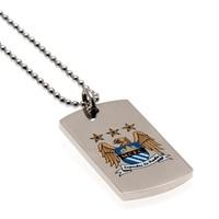 Manchester City Colour Crest Dog Tag & Chain - Stainless Steel