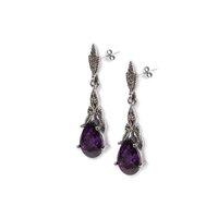 Marcasite and Amethyst (Cubic Zircona) Drop Earrings