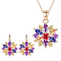 May Polly Europe and the United States and the new small fresh flower needle color diamond necklace earrings set