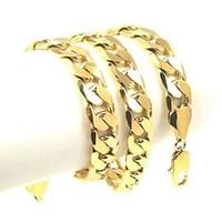 massive 24k yellow gold filled mens necklace solid curb link chain 60c ...