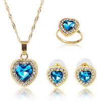 May Polly It is all-match simple Heart Ring Necklace Earrings Set