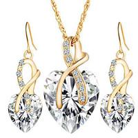 May Polly Europe and the United States Diamond Crystal Love Necklace Earrings Set