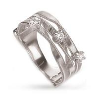 Marco Bicego Marrakech Three Stone Brilliant Cut Diamond Ring in 18 Carat White Gold