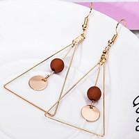 may polly fashion simple geometric triangle wooden bead earrings