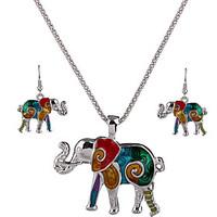 May Polly Europe and the United States personality Elephant Pendant Necklace Earrings Set