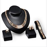 May Polly Hot fashion plated 18K Gold Diamond Necklace Earrings Ring Bracelet Set