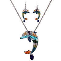 May Polly Europe and the United States Marine personality Dolphin Pendant Necklace Earrings Set