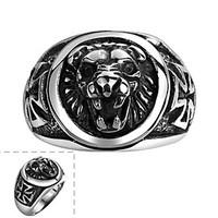 Maya Classical Individual Delicate Generous Lion King Stainless Steel Man Ring(Black)(1Pcs)