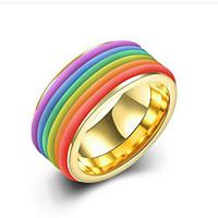 May Polly European and American fashion lovers ring Rainbow Titanium Ring