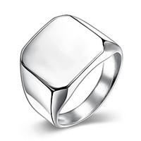 Male Engagement Rings Classic 18K/White Gold Plated 316L Stainless Steel Glossy Big Square Ring Trendy Wedding Jewelry Christmas Gifts