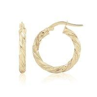 Mark Milton 9ct Yellow Gold Texture Twist Hoop Earrings