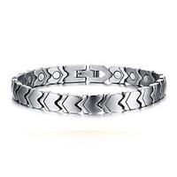 Magnetic Therapy Bracelet Men\'s Jewelry Health Care Silver Titanium Steel Bracelet