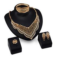 May Polly The new European exaggerated Diamond Necklace Earrings Ring Bracelet Set