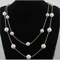 May Polly Korean double pearl chain OL fashion long paragraph sweater chain