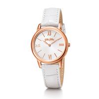 match point rose gold small white watch