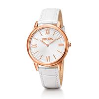 match point rose gold white watch