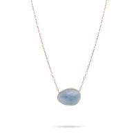 Marco Bicego Lunaria 18ct Gold Aquamarine Oval Shaped Necklace