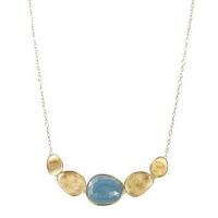 Marco Bicego Lunaria 18ct Yellow Gold Aquamarine Curved Necklace