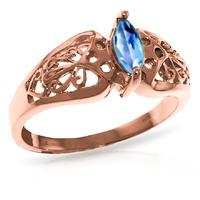 marquise cut blue topaz filigree ring 02ct in 9ct rose gold