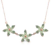 Marquise Cut Green Amethyst Pendant Necklace 4.2ct in 9ct Rose Gold