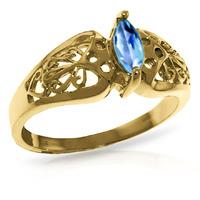 Marquise Cut Blue Topaz Filigree Ring 0.2ct in 9ct Gold