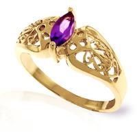 Marquise Cut Amethyst Filigree Ring 0.2ct in 9ct Gold