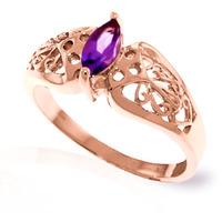 Marquise Cut Amethyst Filigree Ring 0.2ct in 9ct Rose Gold