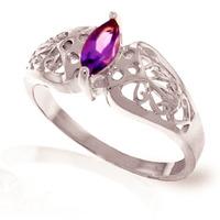 Marquise Cut Amethyst Filigree Ring 0.2ct in 9ct White Gold