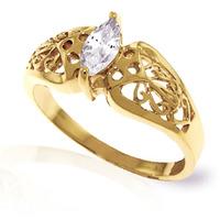 marquise cut white topaz filigree ring 02ct in 9ct gold