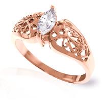 marquise cut white topaz filigree ring 02ct in 9ct rose gold