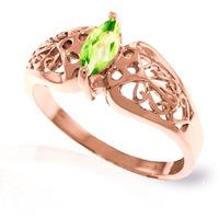 Marquise Cut Peridot Filigree Ring 0.2ct in 9ct Rose Gold