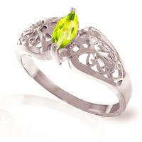 marquise cut peridot filigree ring 02ct in 9ct white gold