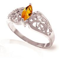 marquise cut citrine filigree ring 02ct in 9ct white gold