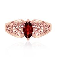 Marquise Cut Garnet Filigree Ring 0.2ct in 9ct Rose Gold