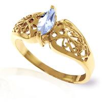 Marquise Cut Aquamarine Filigree Ring 0.2ct in 9ct Gold