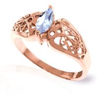 marquise cut aquamarine filigree ring 02ct in 9ct rose gold