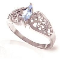 Marquise Cut Aquamarine Filigree Ring 0.2ct in 9ct White Gold