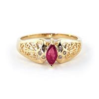 Marquise Cut Ruby Filigree Ring 0.2ct in 9ct Gold