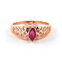 Marquise Cut Ruby Filigree Ring 0.2ct in 9ct Rose Gold