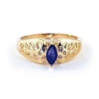 Marquise Cut Sapphire Filigree Ring 0.2ct in 9ct Gold