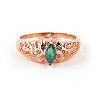 Marquise Cut Emerald Filigree Ring 0.2ct in 9ct Rose Gold