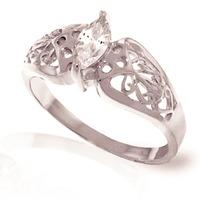 marquise cut white topaz filigree ring 02ct in 9ct white gold