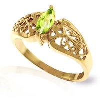 Marquise Cut Peridot Filigree Ring 0.2ct in 9ct Gold