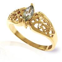 Marquise Cut Green Amethyst Filigree Ring 0.2ct in 9ct Gold