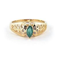 Marquise Cut Emerald Filigree Ring 0.2ct in 9ct Gold