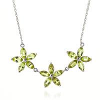 Marquise Cut Peridot Pendant Necklace 4.2ct in 9ct White Gold