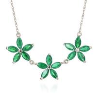 Marquise Cut Emerald Pendant Necklace 4.2ct in 9ct White Gold