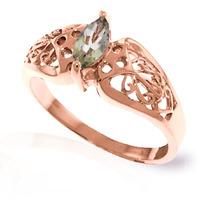 marquise cut green amethyst filigree ring 02ct in 9ct rose gold